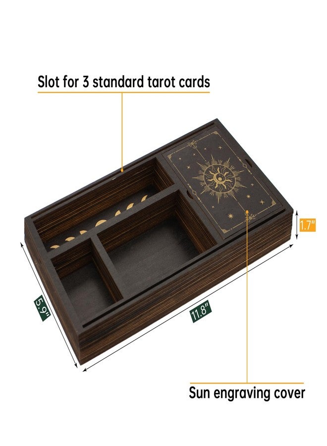FNYDOX Wooden Crystal Tray with Tarcot Card Holder, Wiccan Supplies and Tools Witchcraft Altar Supplies Pegan Tarot Decor Witchy Gifts Meditation Accessories Witch Stuff Astrology Decor for Women - Image 3